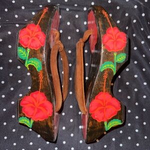 Vintage Floral Platform Sandals